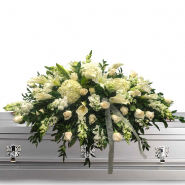 White Casket  in Whittier, CA | Rosemantico Flowers