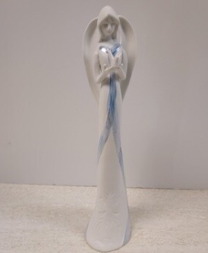 White ceramic angel with dove. NFS-1895 Gift