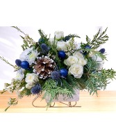 White Christmas Basket Arrangement