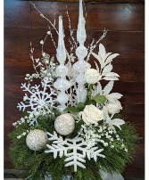 White Christmas Evergreen Centerpiece