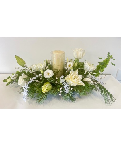 White Christmas Glow Table Arrangement