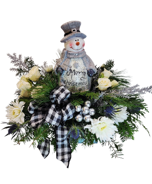 White Christmas Light-up Snowman Centerpiece