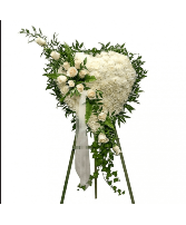 White Closed Heart Standing Spray Heart Standing Spray