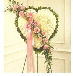 White Cornations &Pink Roses Standing Spray