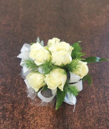 White Corsage with Spray Roses 