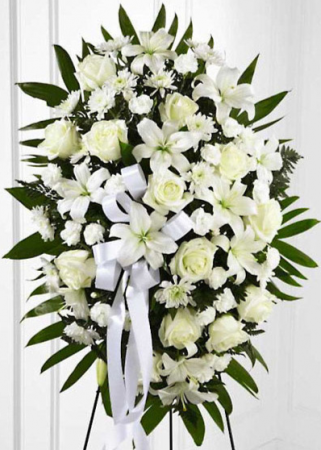 White & Cream Standing Spray Funeral Flowers