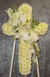 white cross funeral flowers