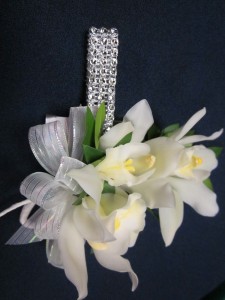 White Cymbidium Orchid Corsage On Rhinestone Band 35 00 In Severna Park Md Severna Park Florist Inc Severna Flowers Gifts