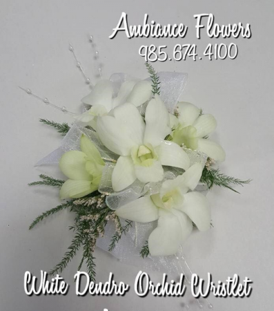 White Dendro Orchid Wristlet