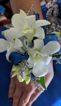 White Dendrobium Orchid Wristlet 