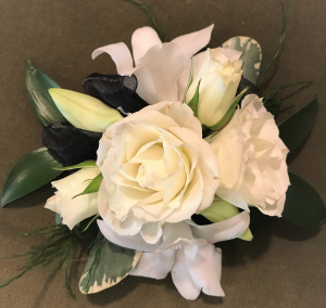White dendrobium orchids and roses Wrist Corsage