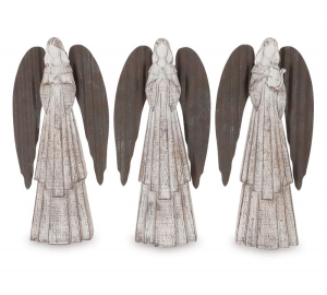 White Distressed Angel Figurine 