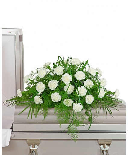 White Divinity Casket Spray Funeral Arrangement