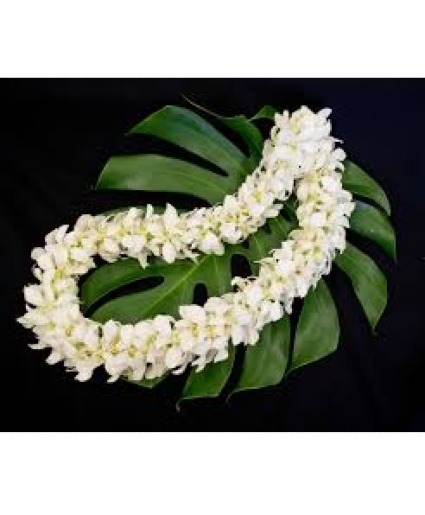 white double orchid lei  
