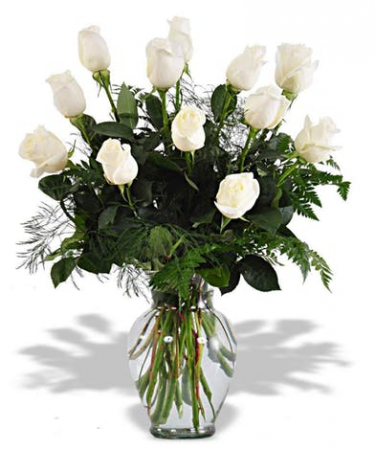 White Dozen Rose Arrangement Roses