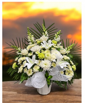 White Embrace  Funeral Basket 