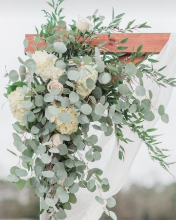 White & Eucalyptus Arch Ceremony Flowers 