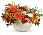 White fall pumpkin arrangement  Deliver locally to Lorain County only