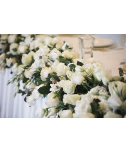 White Floral Head Table Runner Wedding Flowers