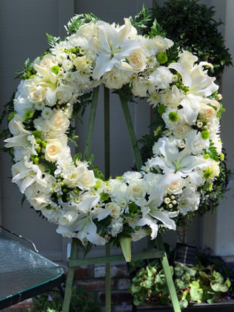 White funeral wreath funeral