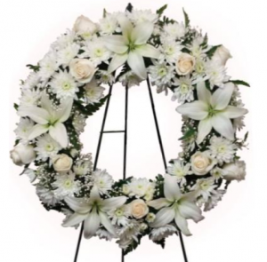 White Funeral Wreath Standing Sprays & Wreaths