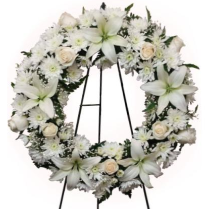 White wreath Large white stand wreath in Houston, TX - T. G. F.