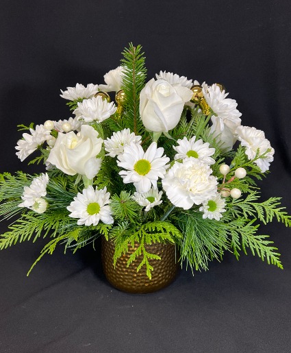 White & Gold Winter Glow Fresh arrangement