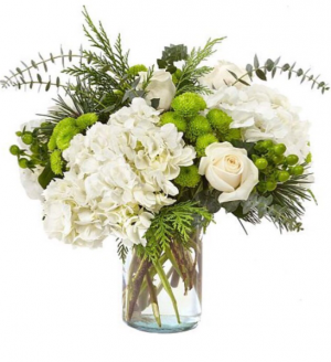 White & Green  Seaside Bouquet  Vase