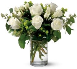 White Half Dozen Roses Arranged