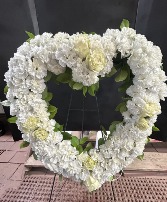 White Heart Sympathy Spray Carnations nd Roses