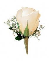 White Ice Rose Boutonniere 