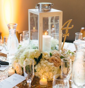 White Lantern Wedding centerpieces