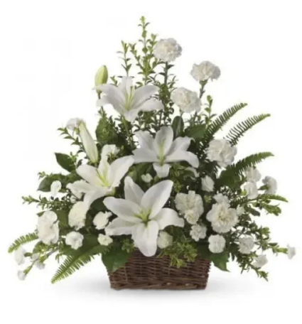 White Lilies Expression Basket