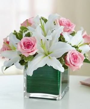 White Lilies & Pink Roses Cubed 