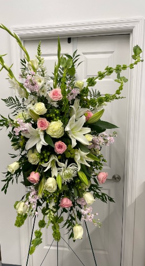 White lilies & Pink Roses Spray  Standing Spray 