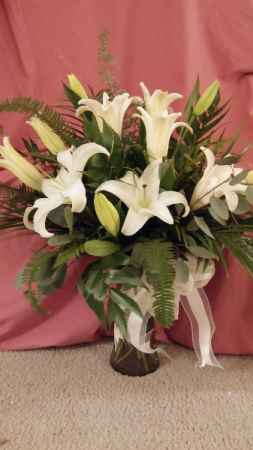 White Lilies vase arrangment