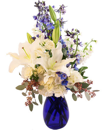 White Lilies At Sea Flower Arrangement in Ozone Park, NY | Heavenly Florist