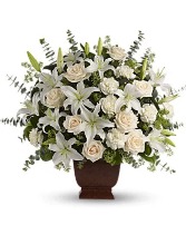 White Lily Basket White roses and lilies basket