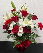 White Lily & Red Roses 