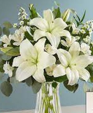 White Lily Arrangement  All White Arrangement 