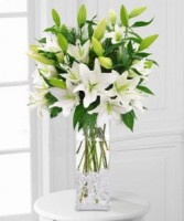 White Lily Vase Elegant Vased Arrangement