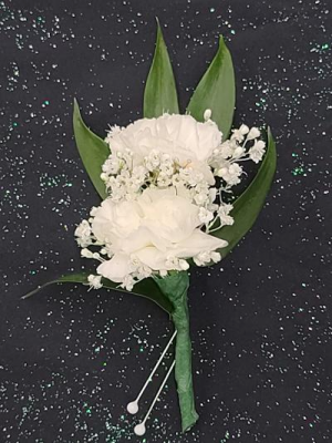 White Mini Carnations Boutonniere FHF-901 ****Pick Up Only****