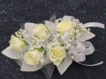 White Mini Rose Wrist Corsage  FHF-201 ****Pick Up Only****