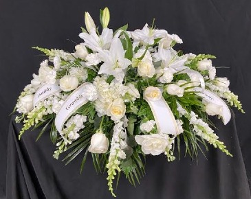 White Mixed Floral  Casket Spray in Dayton, OH | ED SMITH FLOWERS & GIFTS INC.