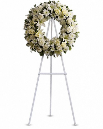 White mixed sympathy wreath Funeral Wreath in Edmonton, AB | PETALS ON THE TRAIL