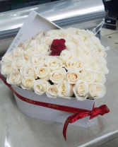 One In A Million 50 Fresh Roses. Large Heart Box