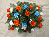 WHITE, ORANGE AND BLUE SPRAY SILK
