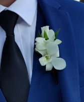 White orchid and spray rose Boutonniere Boutonniere