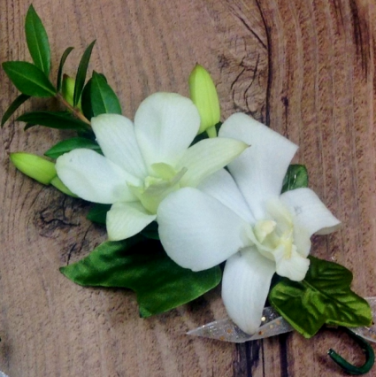 White Orchid Boutonniere 