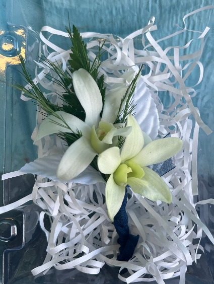 White Orchid Boutonniere  
